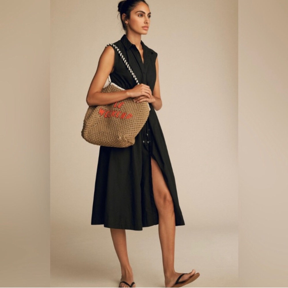 Maeve black cotton shirt dress
